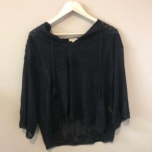 Sheer Aritzia Blouse with Lace Detailing